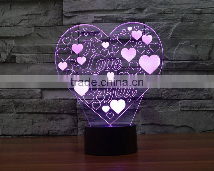 2016 best seller customize logo awsome visual illusion light touch panel 3D led night lights for indoor decoration
