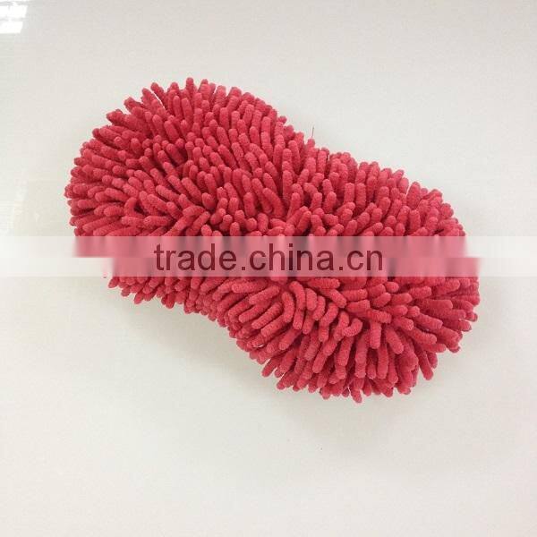 8 shape microfiber chenille mesh double side car wash advertising sponge