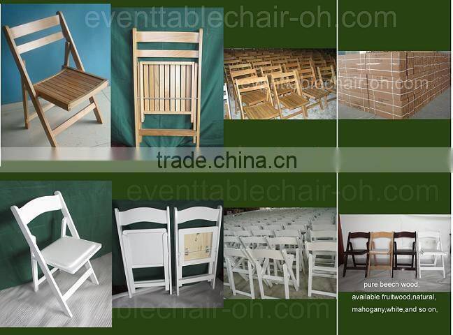 classic wedding wooden foldable chair with pad for rental