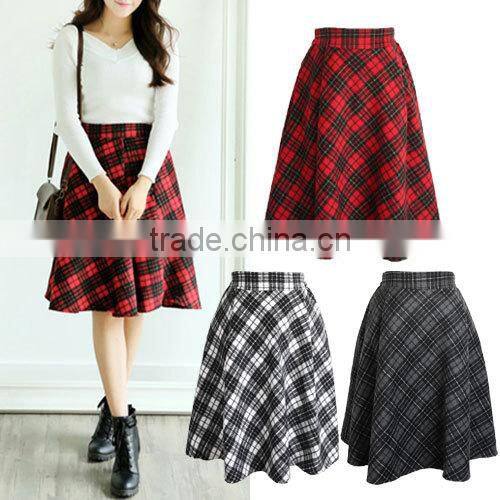 Fashion 2015 Autumn Winter Casual High Waist Midi Women Girl Knee-Length Skirt