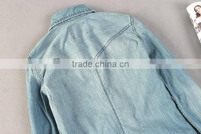 Women denim shirt/blouse, long sleeve shirt/blouse, Women vintage denim shirt/bouse, stone washed denim shirts/blouse