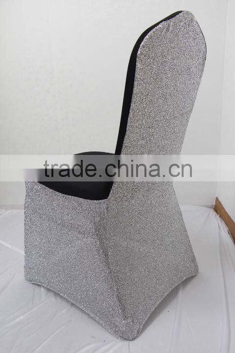 Silver Glitter Back Black Lycra Banquet Standard Chair Cover For Wedding Use