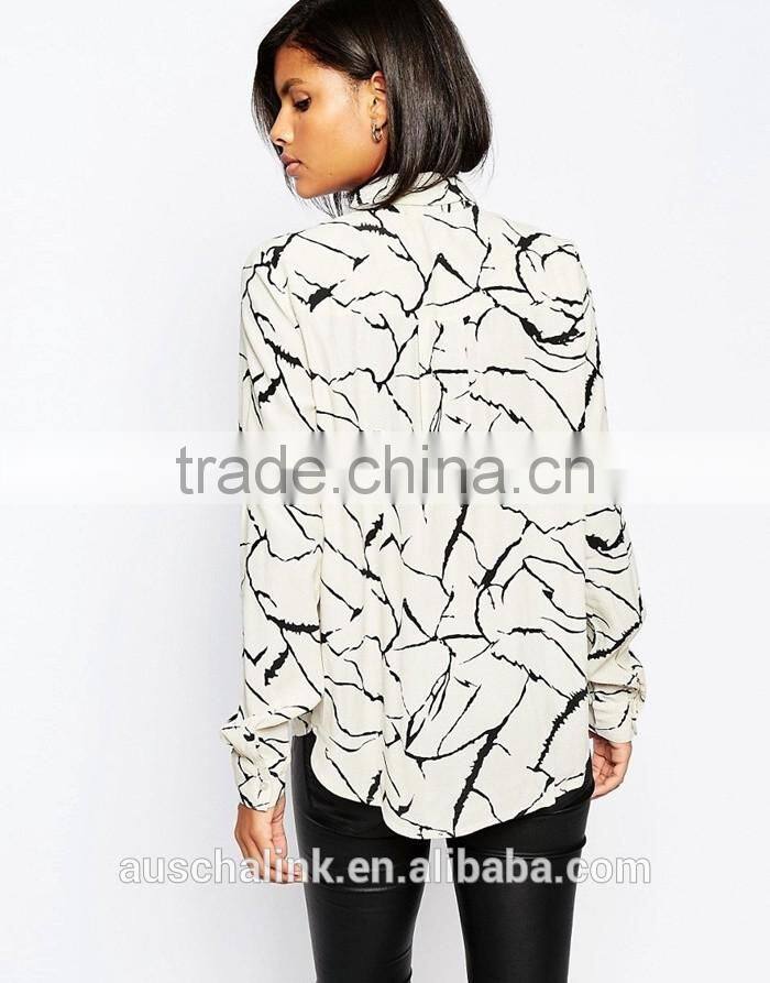 2016 high quality decent long sleeve print shirt wholesale OEM service