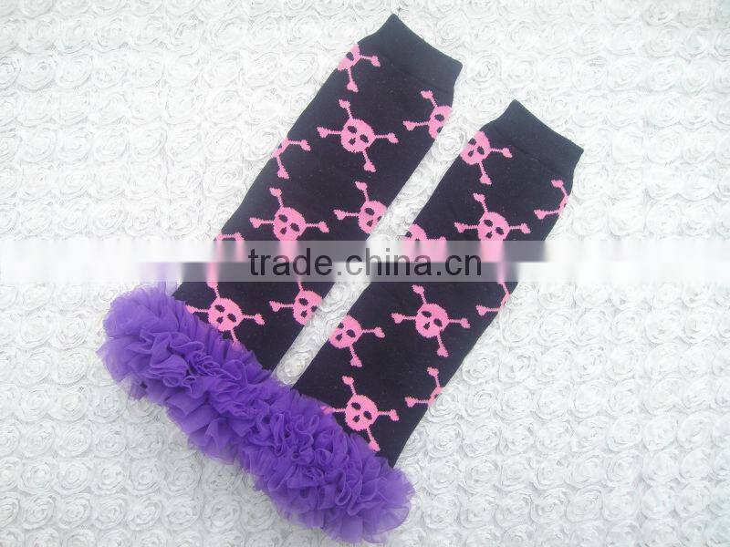 Christmas baby leg warmers Cotton Knitted Printed warmer with ruffles toddler knee high socks