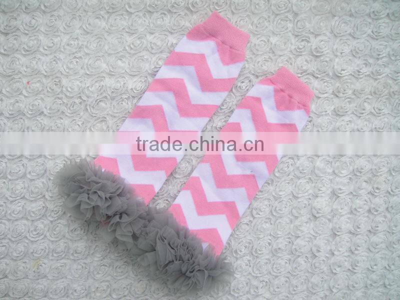 Christmas baby leg warmers Cotton Knitted Printed warmer with ruffles toddler knee high socks