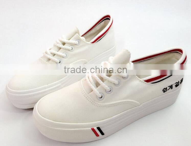 GZY 2017 new design fashion women white canvas shoes wholesale