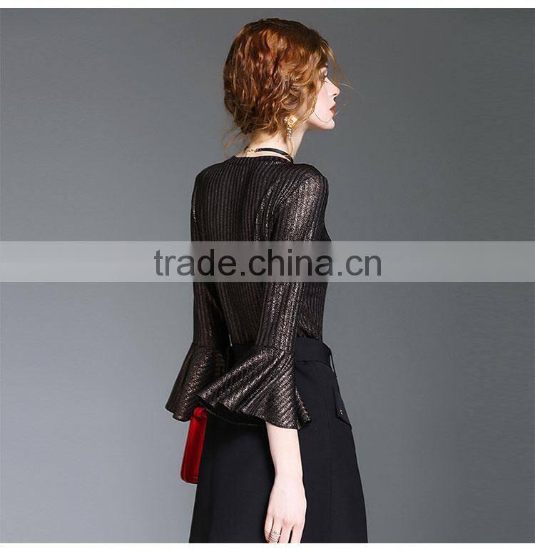 Maxnegio women blouse 2017 Lotus leaf sleeves ladies blouse fashion design