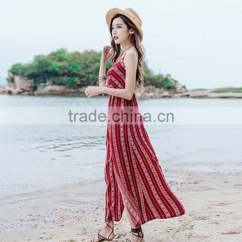 Maxnegio sexy backless floral print long maxi beach dress for female