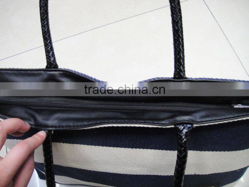 Fashion Lady stylish canvas cotton stripe bag