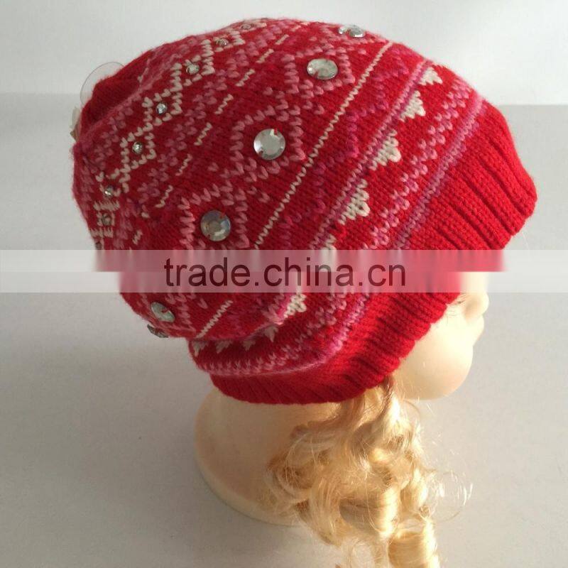 2016 new fashion winter hand made knitted kids beanie hats