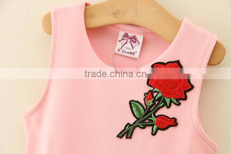 2017 new design spring summer kids outfit wholesale children dress baby girls cute cheap Kid Clothes