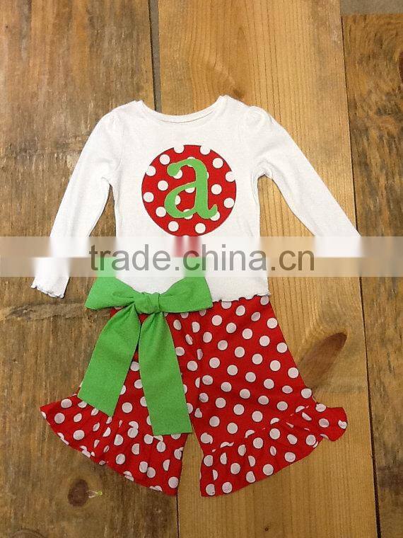 2014 children clothing wholesale christmas items polka dots kids outfit