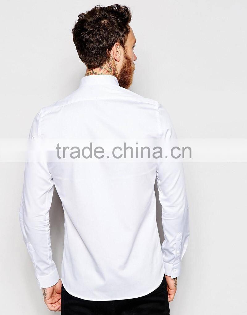 super soft cotton blank white shirts with skull button