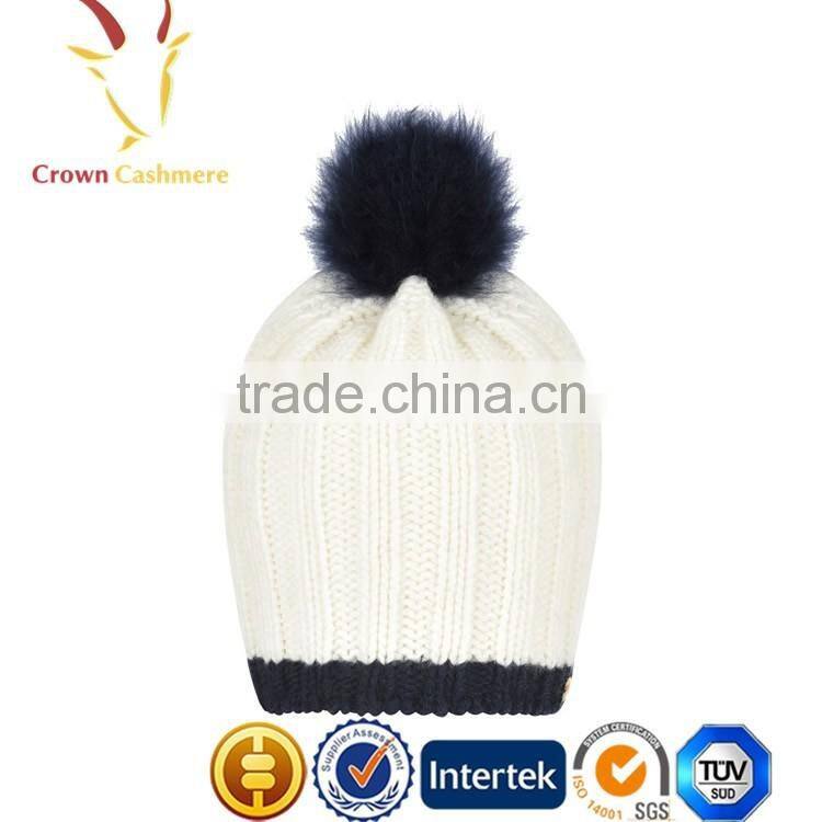 Girls Wool Hand Knitted Winter Pom Beanie Hats