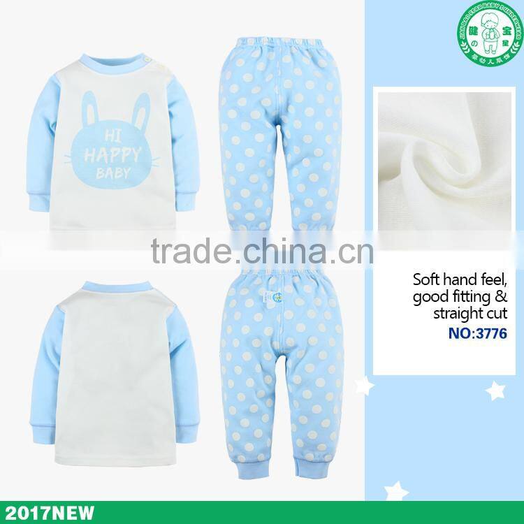 2017 new arrival long sleeve good quality blue outfit kid clothes children clothing