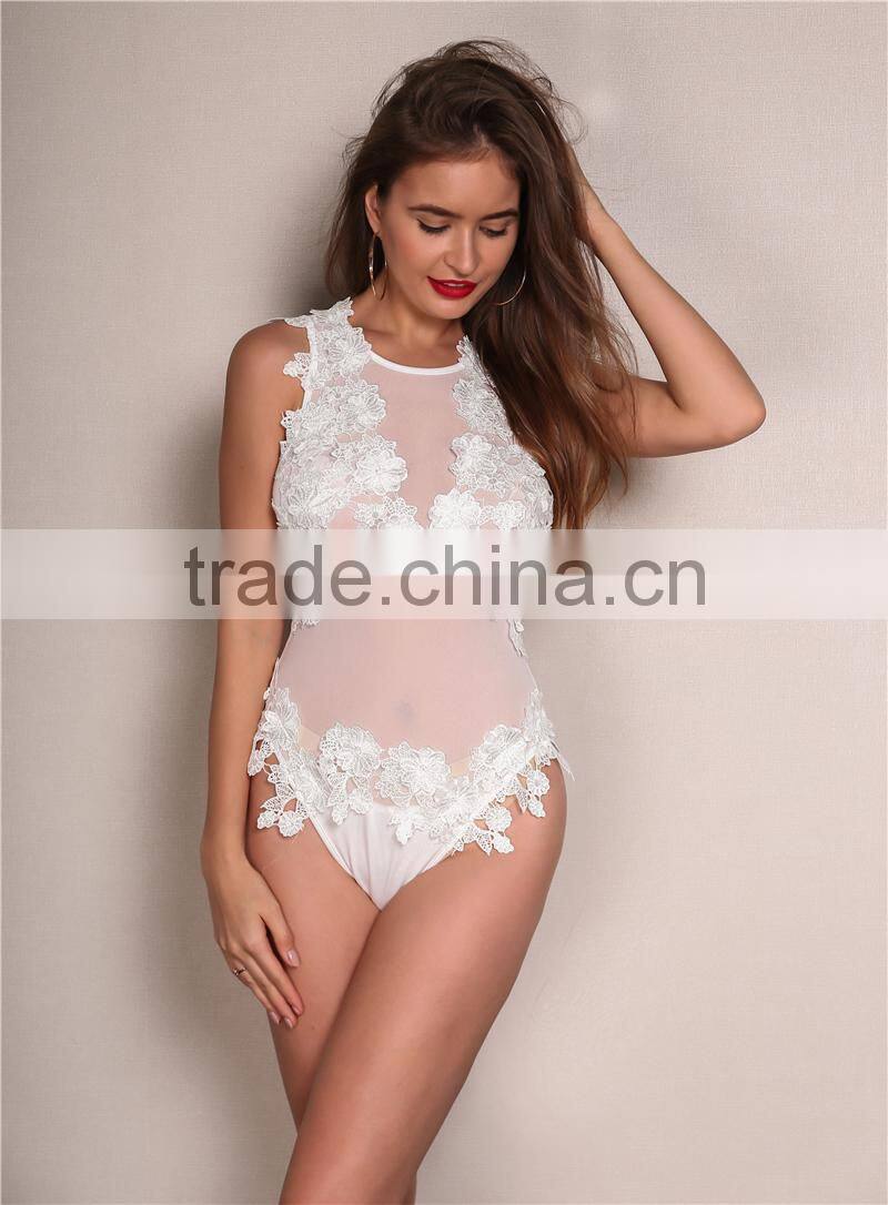 Runwaylover 047 Ladies 2017 Sexy Embroidery Transparent Bodysuits