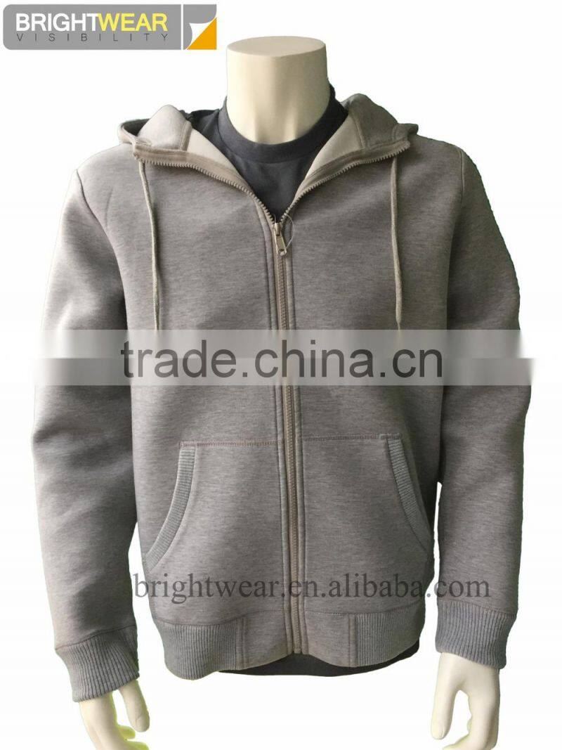 Men's sports windproof hoodied sweatshirt with zipper closure and 92%polyester 8% spandex neoprene fabric