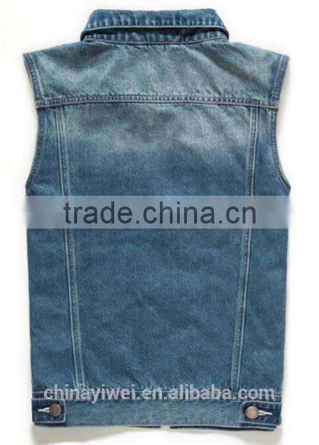 custom sleeveless denim jacket for men