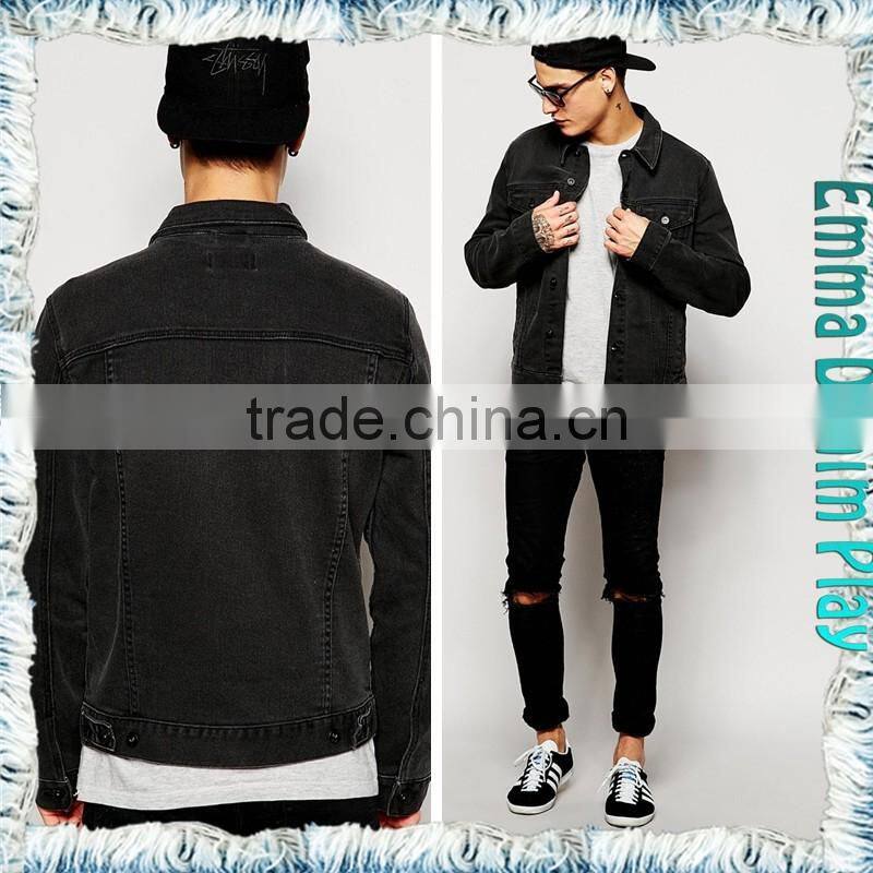 EMMA PRIVATE CUSTOMIZED MADE Fashion Designer Mens Black Denim Jackets Wholesale