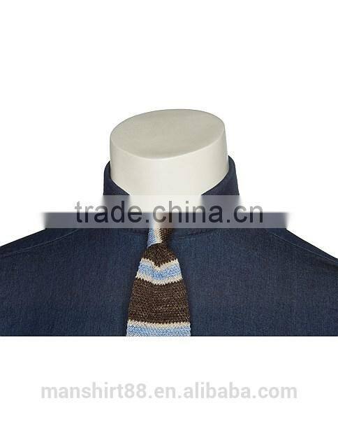 2017 extremely cut away collar man washed denim shirt