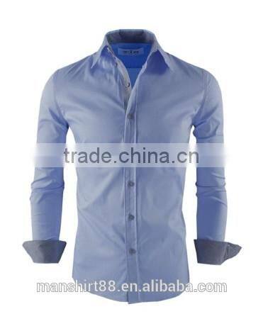 2016 multi color high collar button down slim fit casual shirt for men