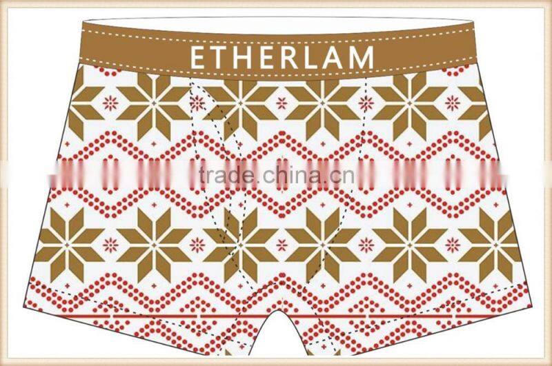 Merry Christmas 88% Polyester 12%Elastic Waist Sexy Men shorts Men Boxers Cheap Men Underwear