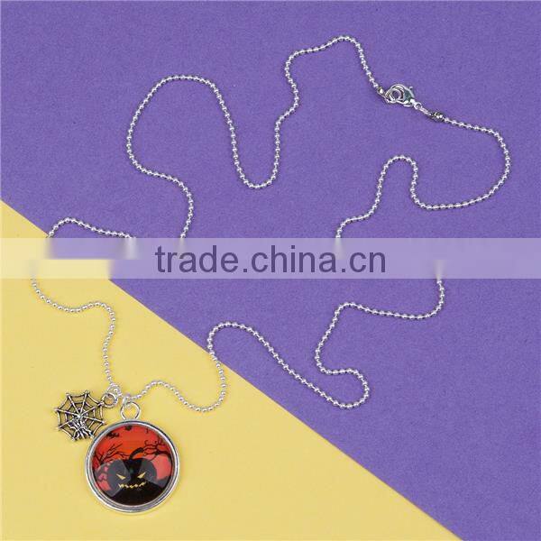 Hot Sale Silver Plated Cobweb Pumpkin Copper Halloween Necklace
