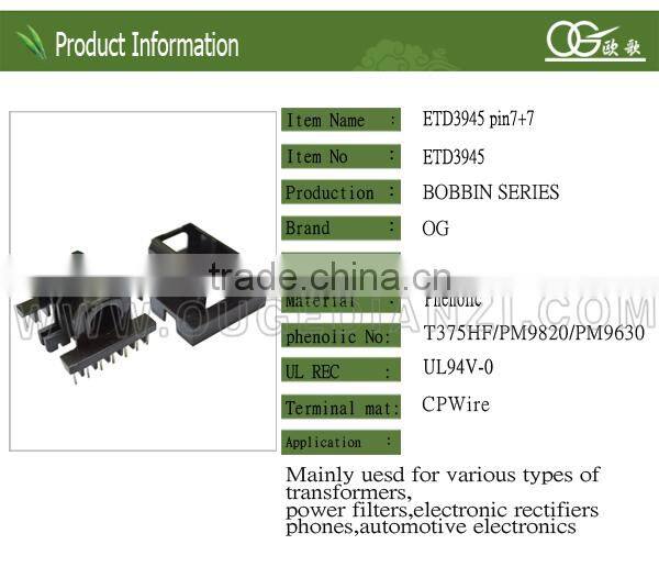 high frequency ETD3945 transformer bobbin for ferrite core