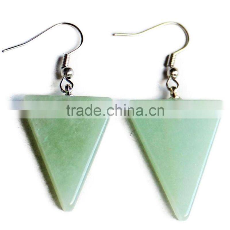 Triangle Shape Crystal Amethyst Natural Stone Drop Earrings