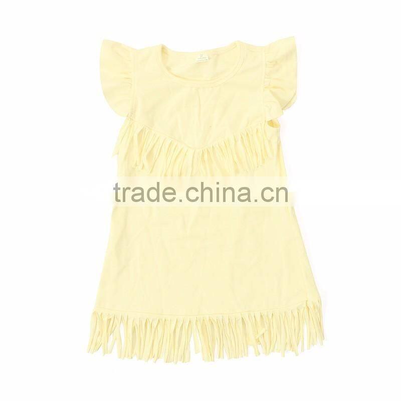 baby girls tassels cotton dress boutique all-match clothing kids wear fringe multi color mint M7031507
