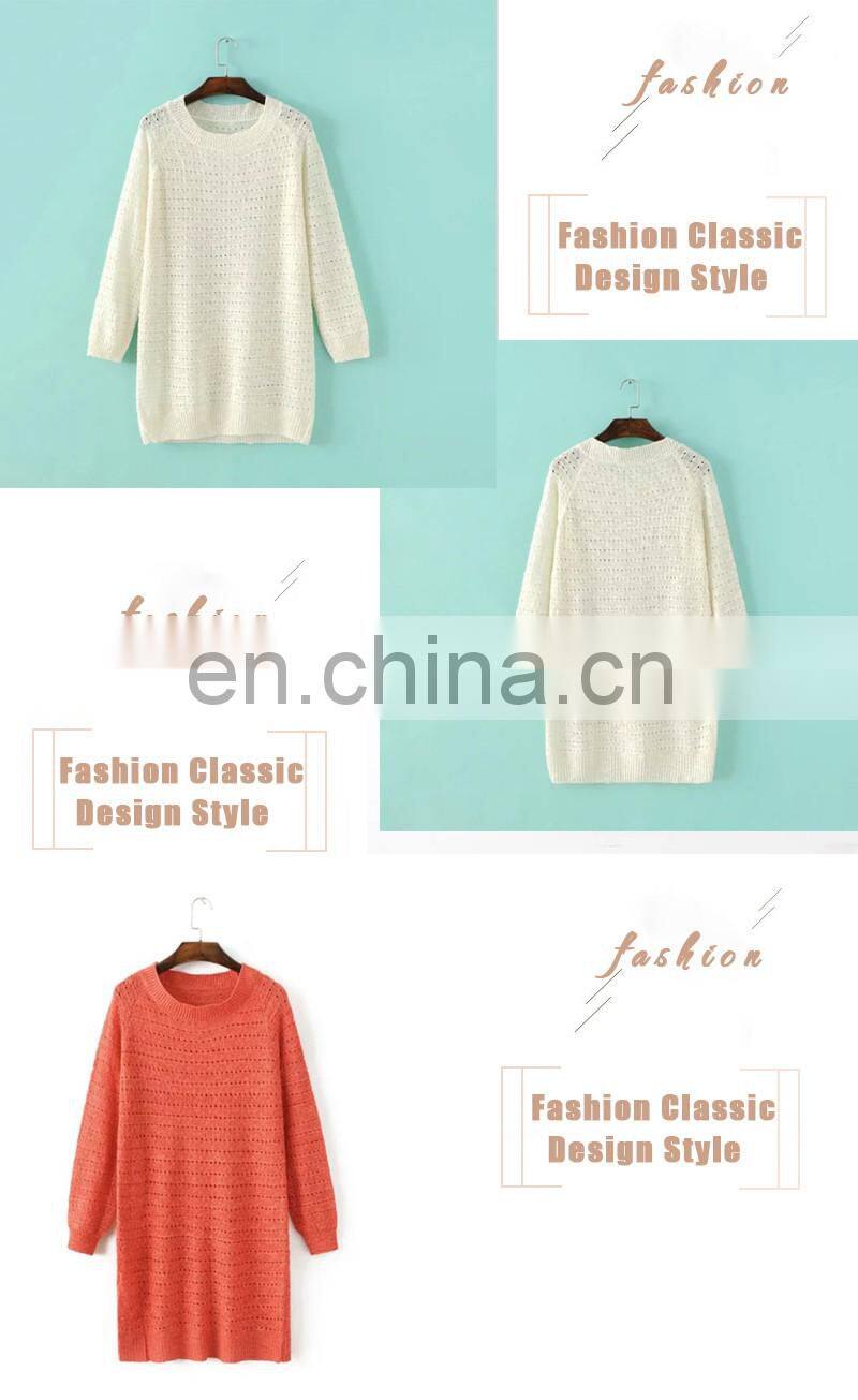 Women Loose Fit Long Sweater Pullover Round Collar Design For Ladies