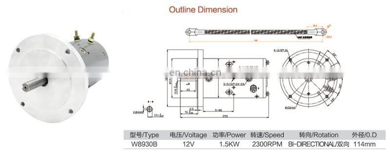 2HP 12V Forklift DC Carbon Brush Motor