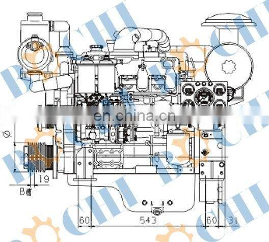 32kw ~ 55kw 4 cylinder 4D series boat diesel engine