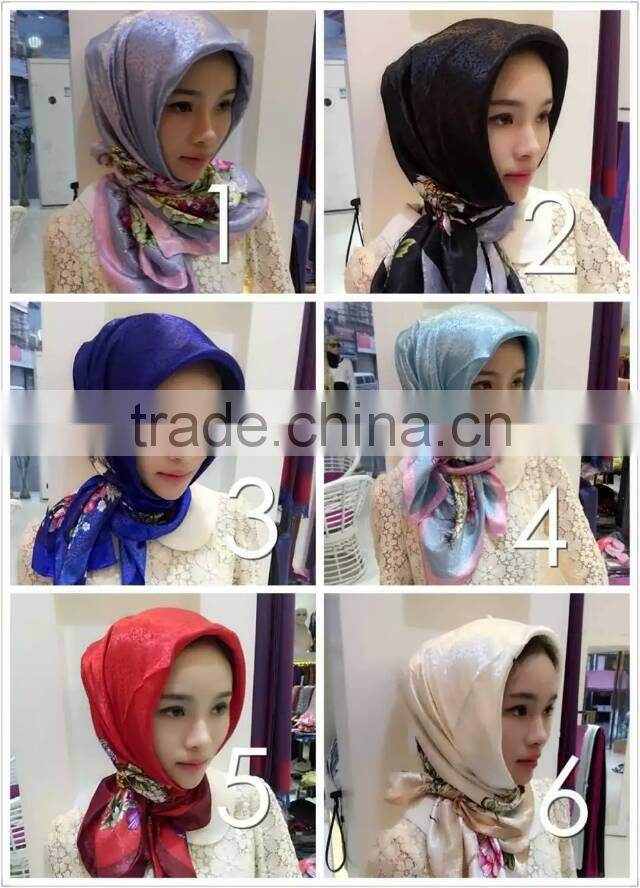 new style satin silk muslem square scarf