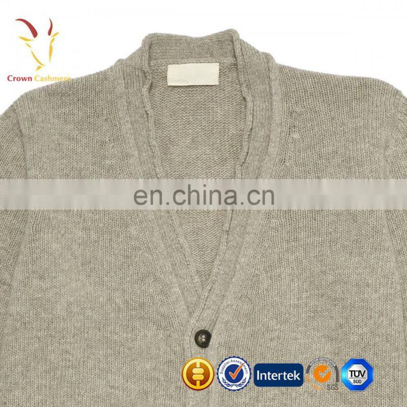 V nek knit cardigan merino wool women with pockets