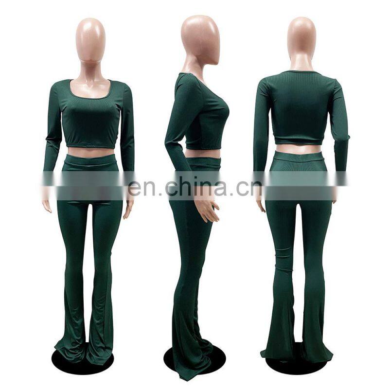 2021 Two Piece Set Women Clothing,2 Piece Set Women,Sexy Costumes Crop Top Matching Sets Outfit Two Piece Pants Set
