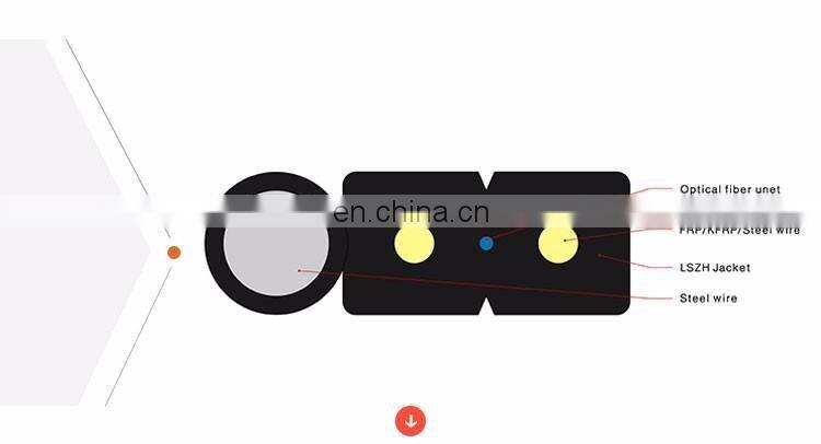 FTTH indoor outdoor 1 core LSZH steel wire G657 drop cable for SC LC FC apc patch cord connector 1000m 2000m price