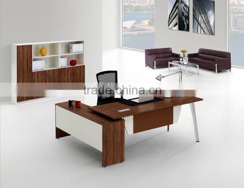 Latest wooden brown furniture office desk with dividers