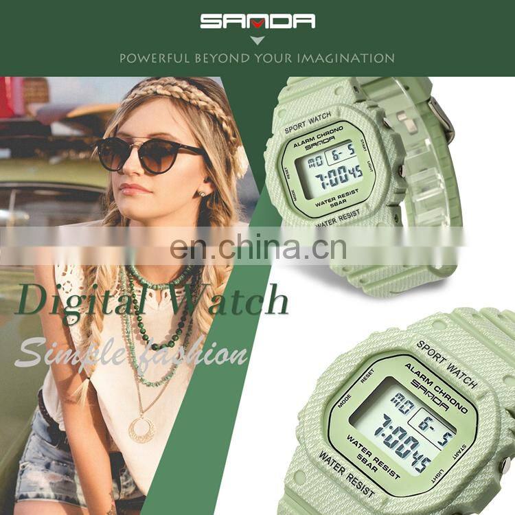SANDA 293 Wholesale Custom Logo OEM Silicone Band Watches Waterproof Sports Outdoor Digital Ladies Watch