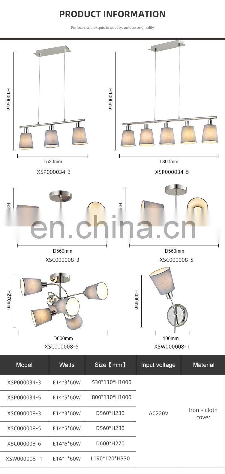 HUAYI European Style Post Modern Home Decoration Restaurant Hanging Pendant Lighting Chandelier