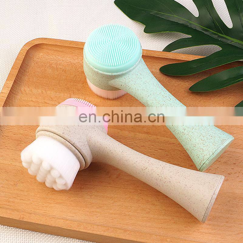 Wholesale Eco Friendly Biodegradable Korean Facial Cleansing Brush With Silicone Massage Brushes For Deep Cleaning