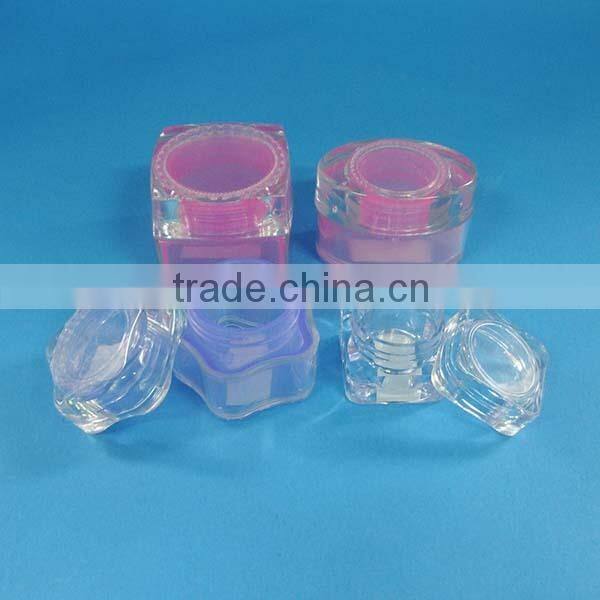 small capacity transparent color cosmetic jar, empty cream glass jar with aluminum cap