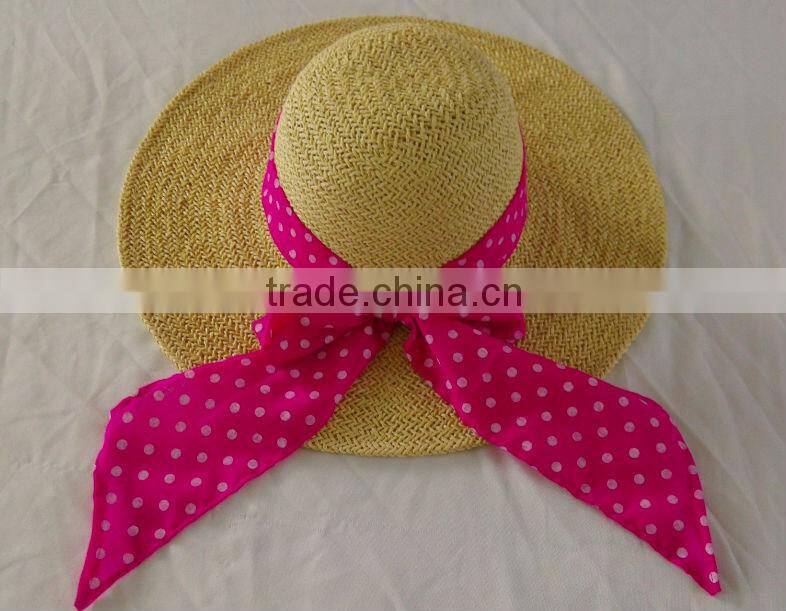 Brown handmade sun beach hats with ribbon