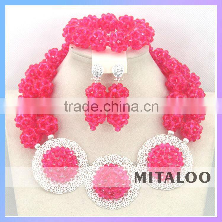 Mitaloo Red Bead Necklace Set Bead Necklace Nigerian African Bead Jewelry Sets MT0002