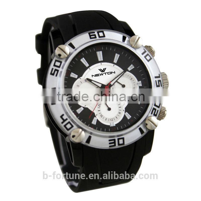 FT1326 Factory price stainless steel case back chrono silicone watchband watch