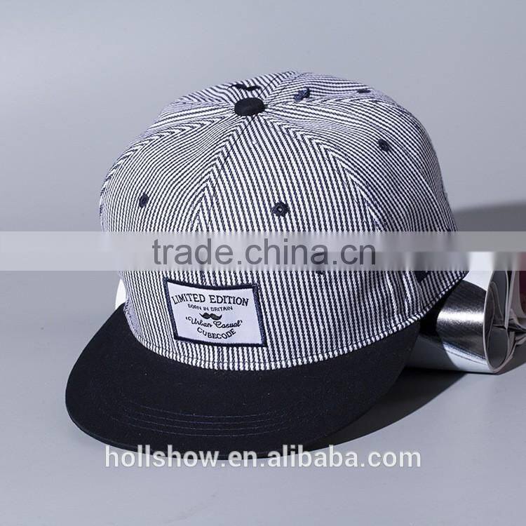 Striped Pattern Applique Beard Embroidery Male Female Custom Snapback Hats Wholesale