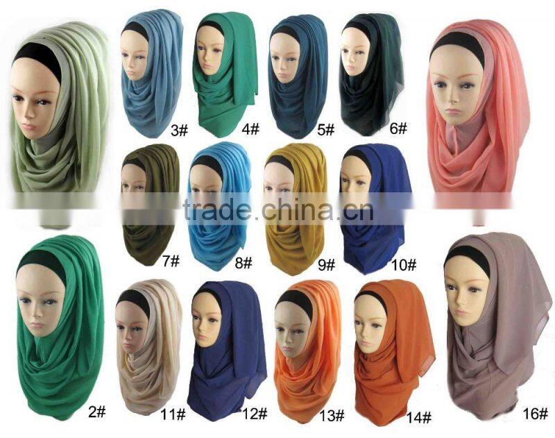 Wholesale Fashion Muslim Women Plain Chiffon Hijab