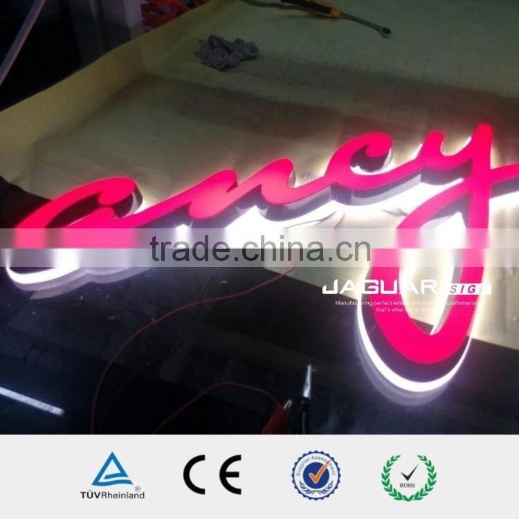 Vinyl film apply side outdoor waterproof mini embossing acrylic led letter sign