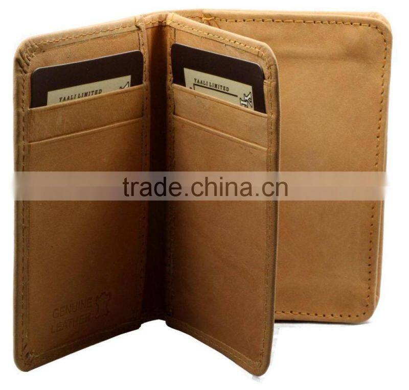 card holder tan leather student mini wallet 8 card slots gusseted pocket
