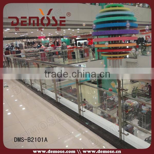 shopping malls interior glass railing design